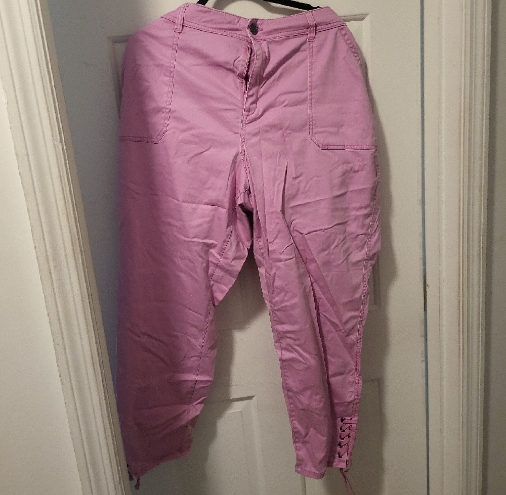 Pink Pants With Lace On Leg